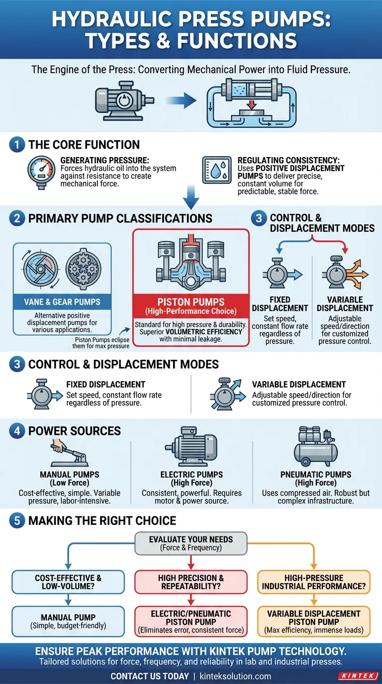 Quali tipi di pompe vengono utilizzate nelle presse idrauliche e qual è la loro funzione? Alimenta la tua pressa con la pompa giusta Guida Visiva