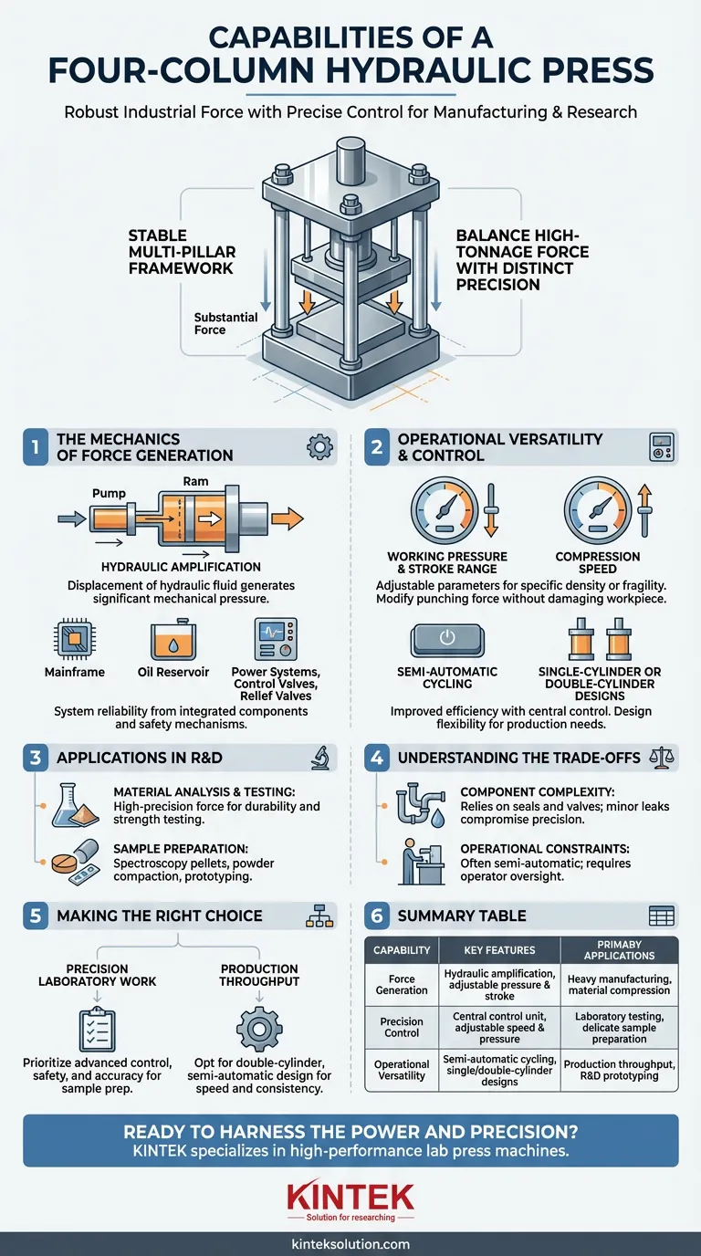 4本柱油圧プレスの能力とは？ラボや生産ラインで精度とパワーを実現 ビジュアルガイド
