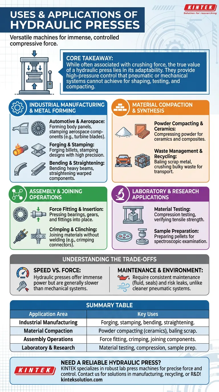 油圧プレスの様々な用途と応用例とは？製造から材料試験まで ビジュアルガイド