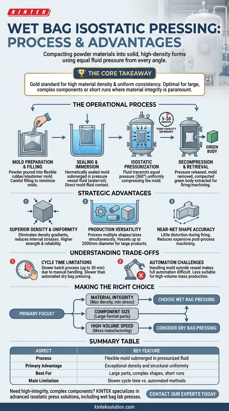 ウェットバッグ等方圧粉成形プロセスのプロセスと利点は何ですか？優れた密度と均一性を実現 ビジュアルガイド