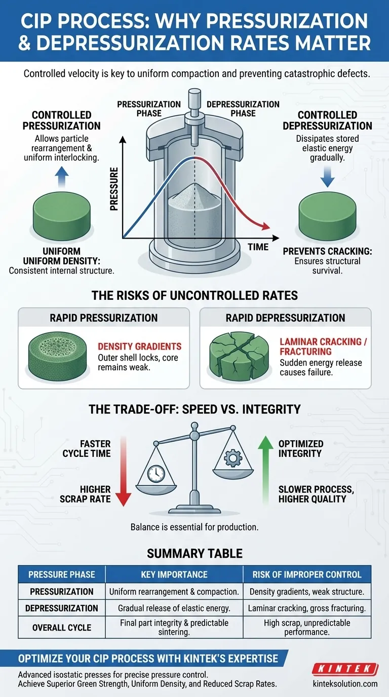 Por que a taxa de pressurização e despressurização é importante na Prensagem Isostática a Frio (CIP)? Garante Compactação Uniforme Guia Visual