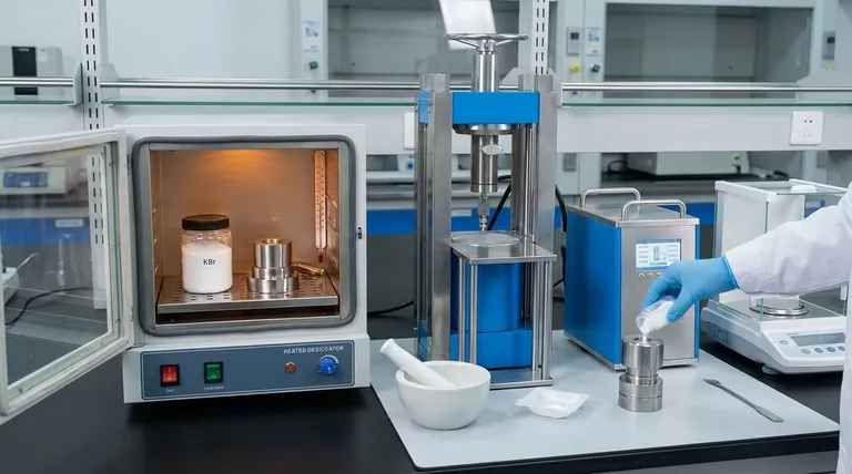 分光法でKBrペレットを準備する際に、最も重要な最初のステップは何ですか?完璧なFTIR結果を得るために水分を除去する