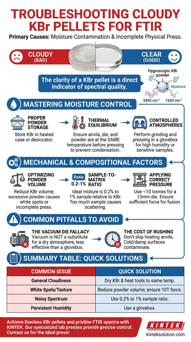 KBrペレットの調製中に曇りが発生した場合のトラブルシューティング方法：湿気管理と圧力をマスターする ビジュアルガイド