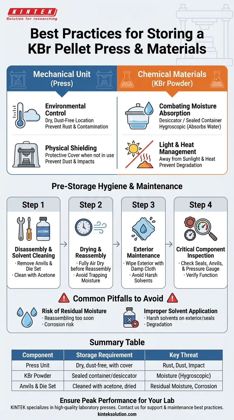 KBrペレットプレスとその関連資料の保管に関するベストプラクティスは何ですか？正確なIR分光結果を保証する ビジュアルガイド
