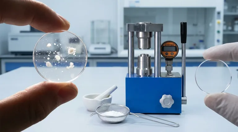 Quais são as causas e soluções para manchas opacas em pastilhas de KBr? Obtenha pastilhas perfeitas para FTIR preciso