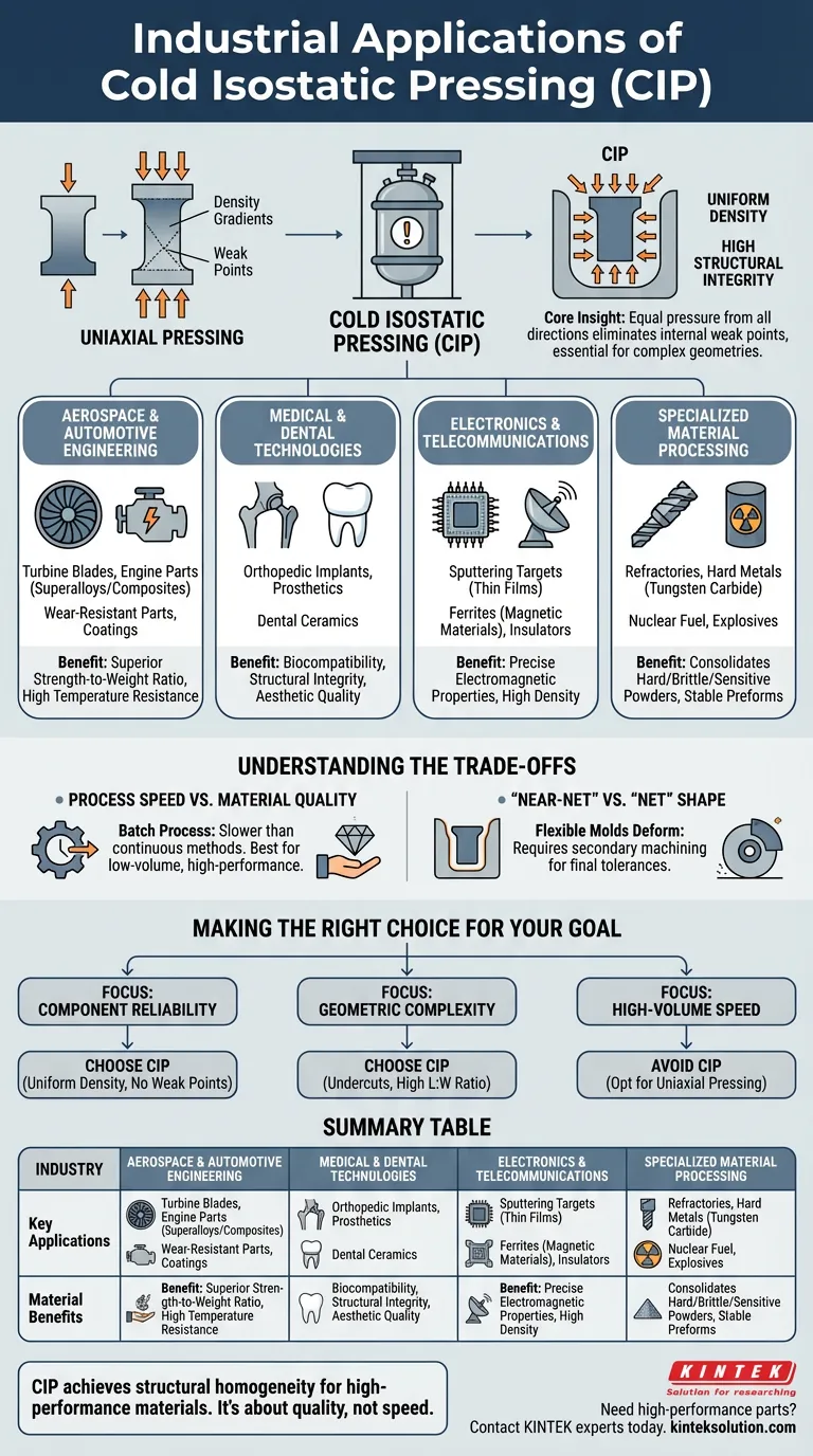 コールド等方圧間欠成形（CIP）の産業用途は何ですか？重要部品の均一な密度を実現 ビジュアルガイド