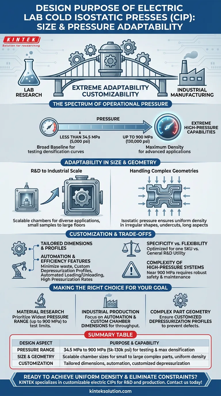 電気式ラボ用コールド等方圧プレス（CIP）の設計目的は、サイズと圧力に関してどのようなものですか？複雑な形状の均一な密度を実現すること ビジュアルガイド