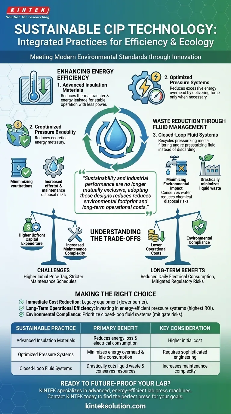 CIP技術には、どのような持続可能でエネルギー効率の高い実践が組み込まれていますか？ コストと廃棄物を削減 ビジュアルガイド