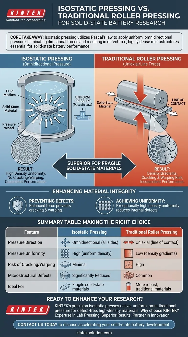 全固体電池の研究における等方圧プレス使用の利点は何ですか？均一で欠陥のない高密度化を実現 ビジュアルガイド