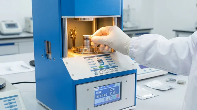 Qual è lo scopo fondamentale del processo di pressatura a caldo nella fabbricazione di batterie allo stato solido? Eliminare le vuotezze e aumentare il trasporto ionico