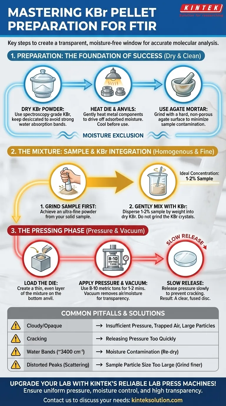 制作 KBr 压片有哪些关键步骤？掌握高透光率的 FTIR 光谱技术 图解指南