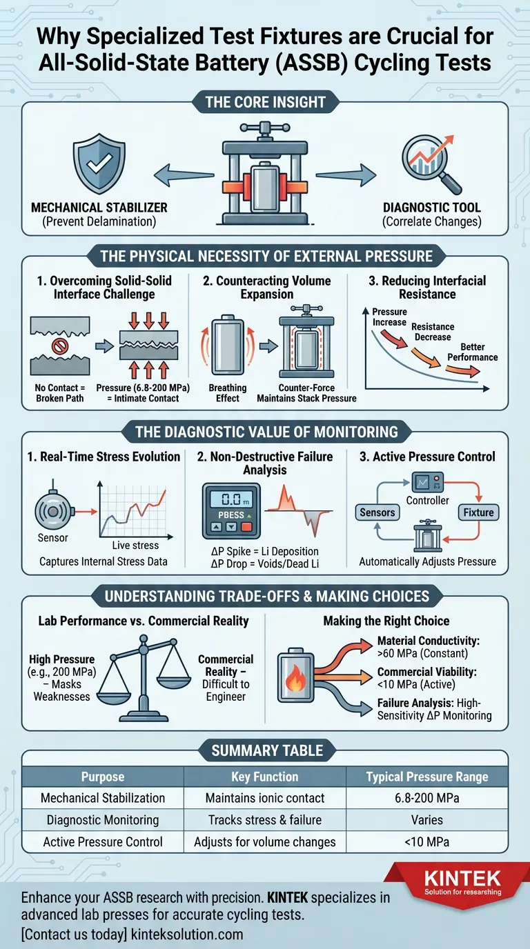 Por que é necessária uma bancada de teste especializada com monitoramento de pressão para os testes de ciclagem de baterias de estado sólido? Garanta dados e desempenho confiáveis Guia Visual