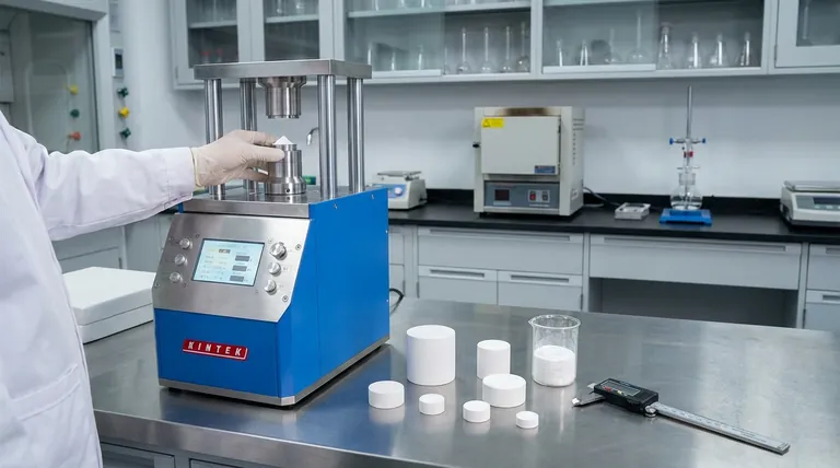 Qual è il ruolo della pressatura delle polveri nella preparazione dei materiali target, come quelli per gli elettroliti allo stato solido a base di granato? Massimizzare la conducibilità ionica e la densità