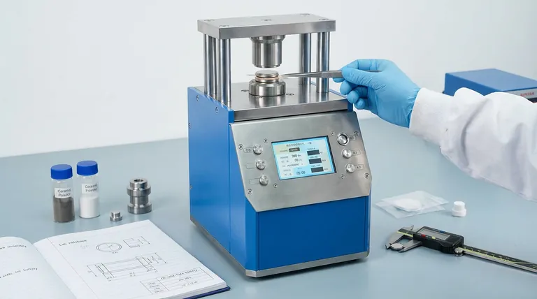 全固体電池の組み立てにおいて、実験室用油圧プレスやホットプレスを用いて圧力を印加する必要があるのはなぜですか?