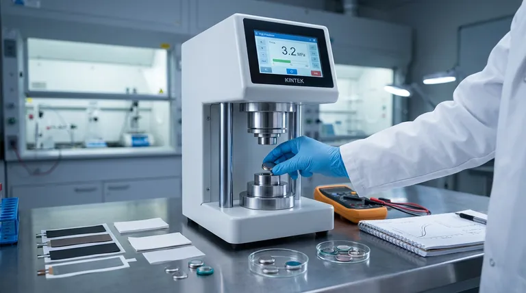 Por que o controle preciso da pressão de uma prensa de laboratório é crucial na montagem de baterias para testes? Garanta Dados Eletroquímicos Válidos