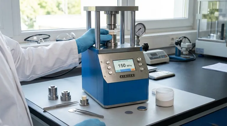 形成された電解質/カソードペレットにリチウム-インジウム合金アノードを取り付ける際に、ラボプレスに150 MPaという低く精密に制御された圧力が要求されるのはなぜですか?