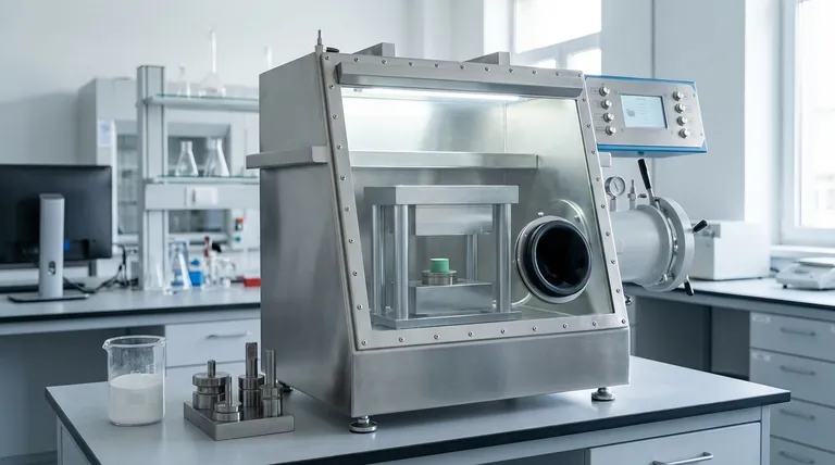 Qual é a função de uma prensa de laboratório no processamento do pó de eletrólito sólido do tipo NASICON LAGP?