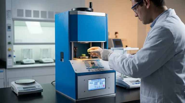 Qual è lo scopo dell'utilizzo di una pressa da laboratorio riscaldata su un catodo composito LLZO/LCO? Raggiungere il 95% di densità e una conduttività ionica superiore