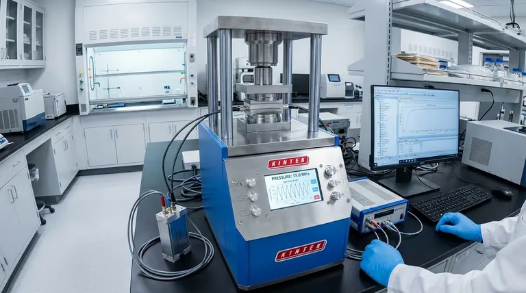 固体電池のサイクルテスト中に、ラボプレスのような35 MPaの持続的な外部圧力を印加する機能は何ですか?バッテリー性能を解き放つ