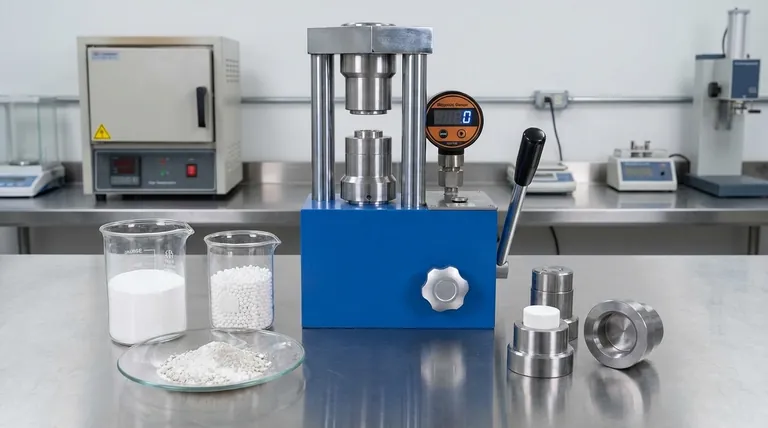 PMMAマイクロ球をポロゲンとして使用して3D多孔質電解質骨格を作成する際に、実験室用プレスはどのように利用されますか?成形プロセスをマスターする