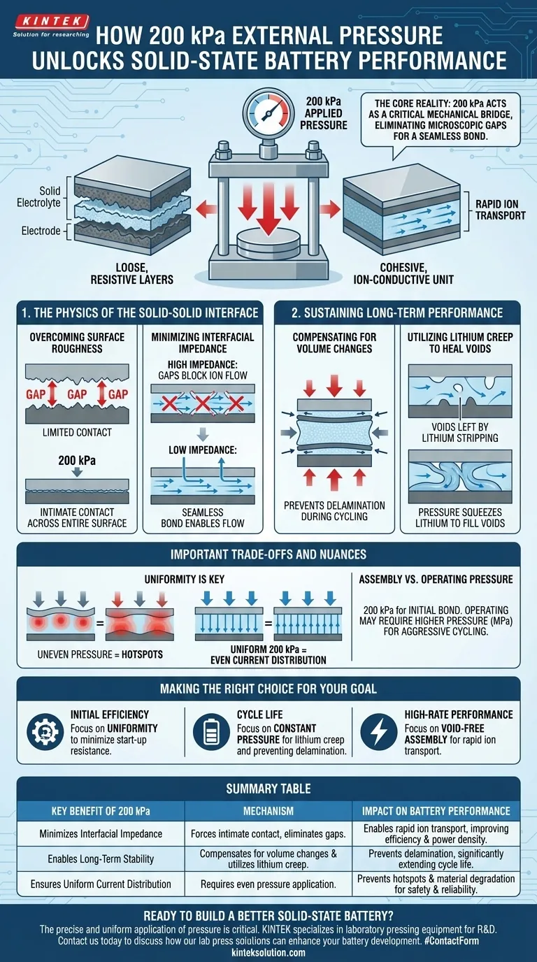 200 kPaの外部圧力を印加すると、全固体電池の性能はどのように向上しますか？低抵抗化と長寿命化を実現 ビジュアルガイド