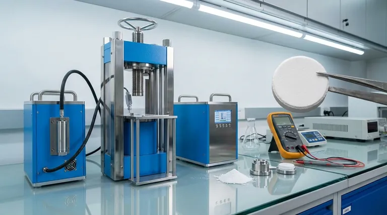 Perché è necessario pressare la polvere di elettrolita allo stato solido LixScCl3+x in un pellet? Garantire misurazioni accurate della conduttività ionica