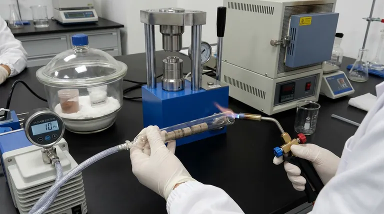 Li-Lu-Zr-Cl固相電解質の合成中に、ペレットを真空石英管に封入する必要があるのはなぜですか?相純度を確保するため