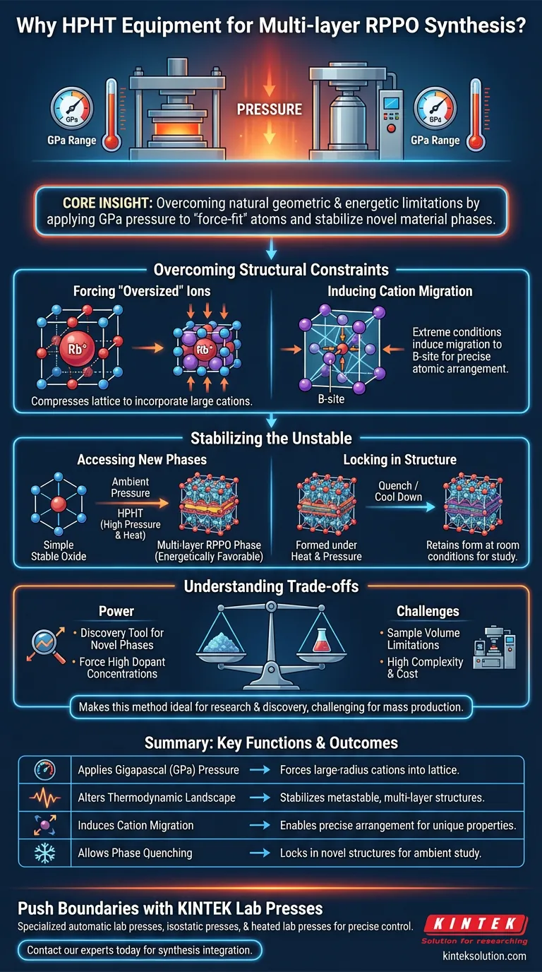 Por que o equipamento de alta temperatura e alta pressão é necessário para a síntese de RPPOs multicamadas? Desbloqueie Fases de Materiais Inovadoras Guia Visual