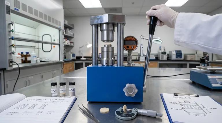 Qual è lo scopo dell'applicazione di pressione con una pressa da laboratorio a una membrana elettrolitica allo stato solido autoportante? Ottenere componenti ad alta densità e ad alte prestazioni