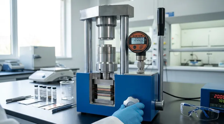 LATP/ポリマー複合電解質を用いた全固体電池の組み立てにおいて、精密な圧力を印加するために実験室用プレス機を使用する必要があるのはなぜですか?