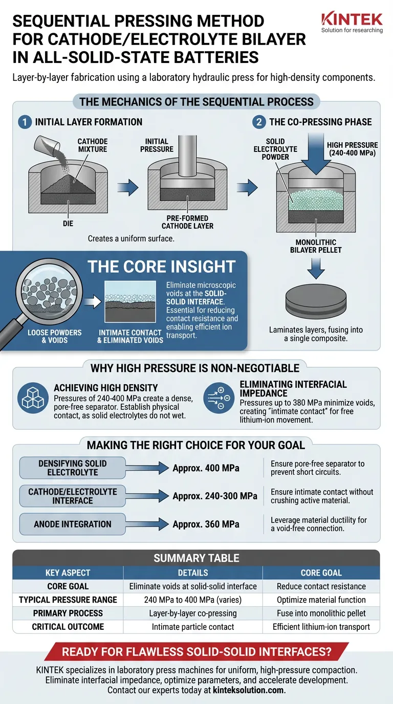 高密度全固体電池作製のための陰極/電解質二層構造の逐次プレス法とは？ ビジュアルガイド
