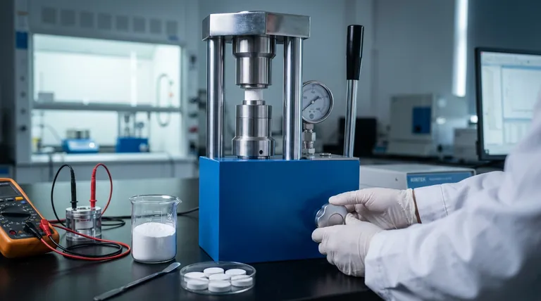 Qual è la funzione di una pressa idraulica da laboratorio nella preparazione di polveri di elettroliti allo stato solido per l'analisi elettrochimica? Ottenere misurazioni accurate della conducibilità ionica