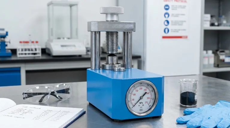 Perché viene utilizzata una pressa idraulica per applicare un'alta pressione di 375 MPa al materiale composito catodico durante l'assemblaggio di una cella di batteria a stato solido? Per Creare un Elettrodo Denso e Conduttivo