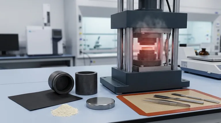 Quali sono le rispettive funzioni della matrice di grafite e della carta di carbonio durante la sinterizzazione a pressatura a caldo degli elettroliti LiTa2PO8 (LTPO)? Ottimizza il tuo processo di sinterizzazione