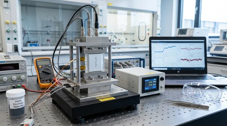 Qual è l'obiettivo dell'utilizzo di un dispositivo personalizzato di monitoraggio della pressione e dello stress in situ nella ricerca sulle batterie allo stato solido? Validare la stabilità meccanica in tempo reale