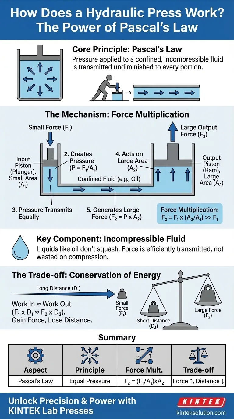 What principle does a hydraulic press operate on? Harness Pascal's Law for Powerful Force Multiplication Visual Guide