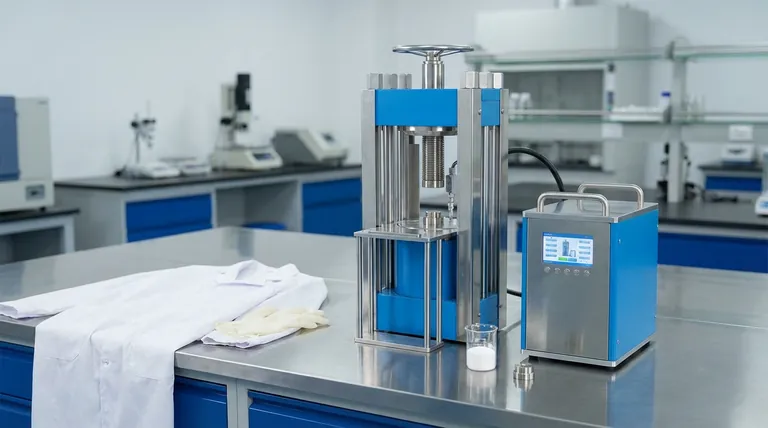 在全固态电池的 Li1+xAlxGe2−x(PO4)3 (LAGP) 电解质薄片的制造中,实验室液压机的关键功能是什么?将粉末转化为高性能电解质