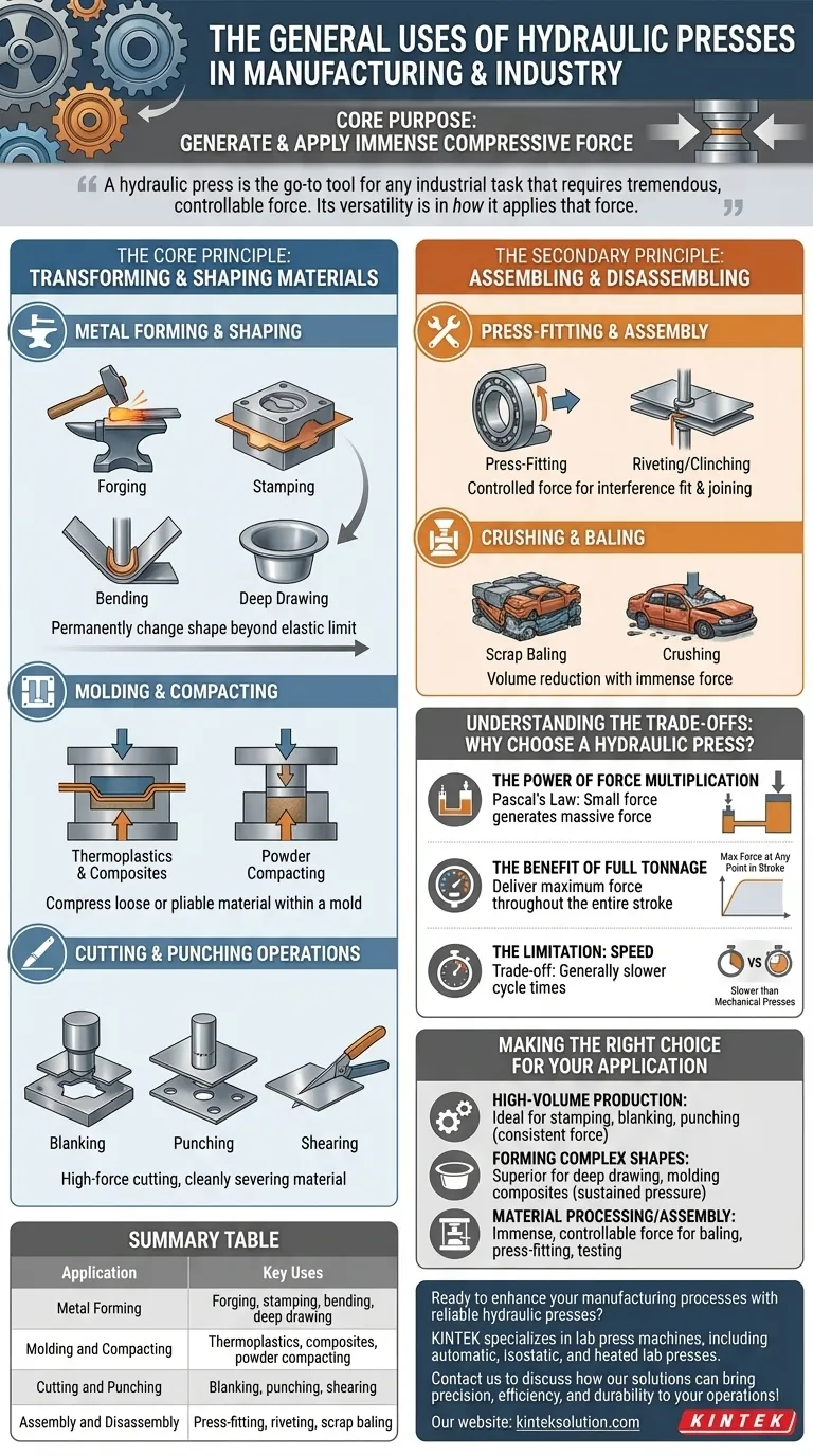 油圧プレスは製造業および産業において、一般的にどのような用途で使われますか？生産に精度とパワーをもたらしましょう ビジュアルガイド