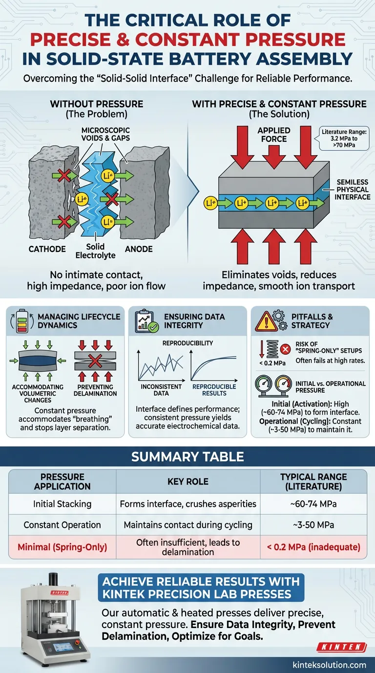 Perché la pressione precisa è fondamentale per le celle di prova di batterie allo stato solido? Garantire dati accurati e riproducibili Guida Visiva