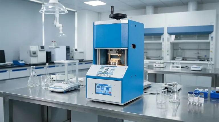 Qual è la funzione principale di una pressa idraulica riscaldata nel processo di sinterizzazione a freddo? Ottenere elettroliti ad alta densità a basse temperature