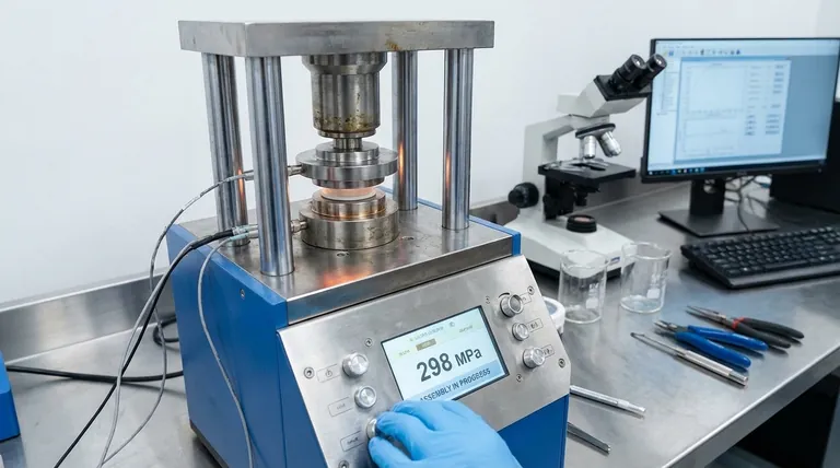 Por que uma prensa hidráulica é usada para aplicar 298 MPa de pressão? Obtenha a Montagem Ideal de Baterias de Estado Sólido