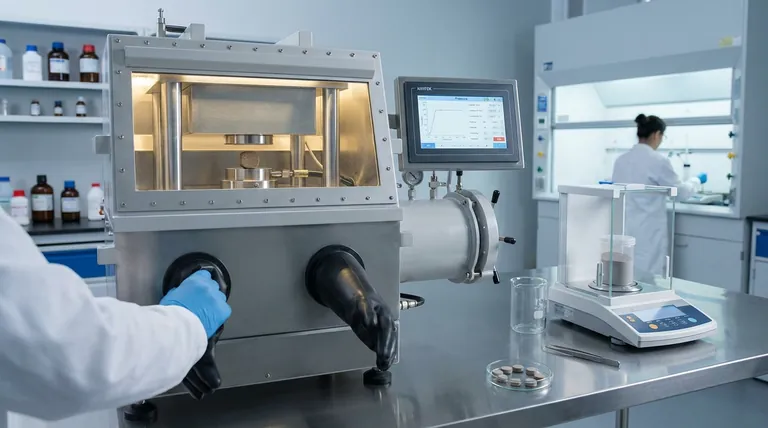 非焼結LLZTO@ポリマー全固体電解質ペレットの作製における、実験室用油圧プレスの主な役割は何ですか?焼結せずに優れたイオン伝導度を実現する