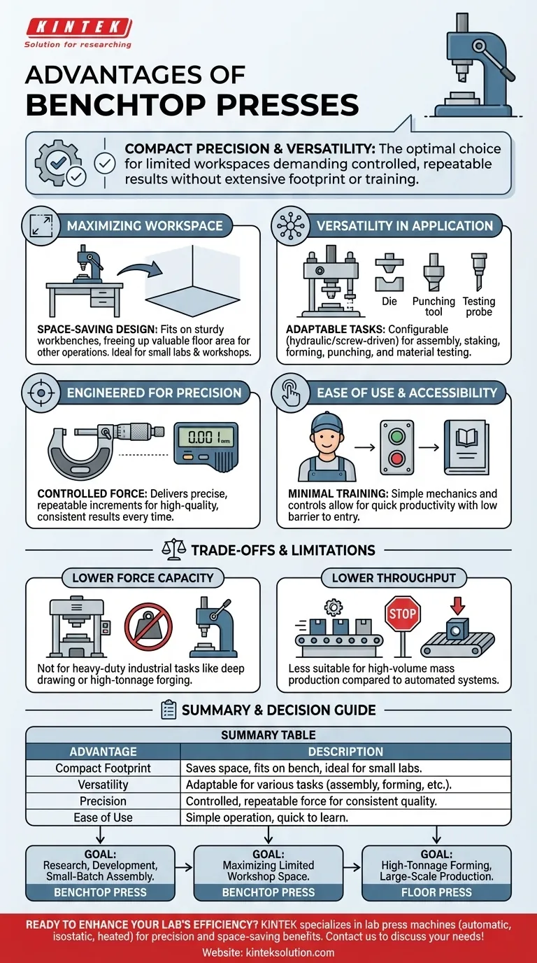 与其它类型相比，台式压力机有哪些优势？探索适用于您实验室的节省空间的精密设备 图解指南