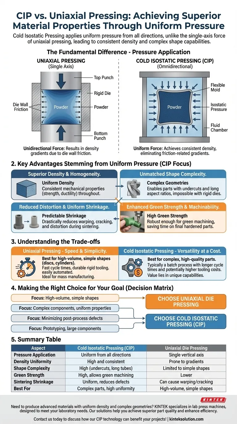 冷等静压相比单轴模压有哪些优势？实现均匀密度和复杂形状 图解指南
