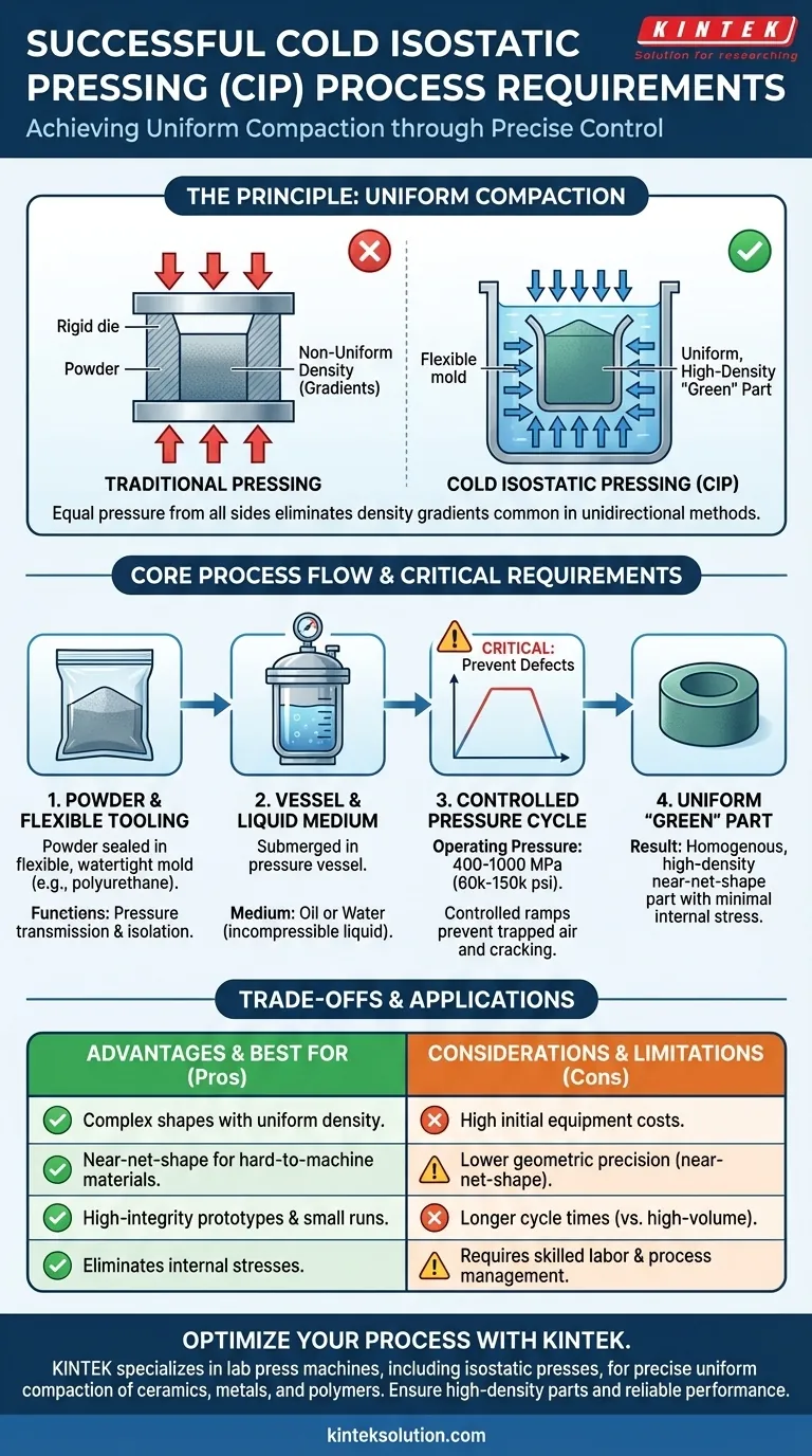 What are the process requirements for successful Cold Isostatic Pressing? Achieve Uniform Compaction for High-Density Parts Visual Guide