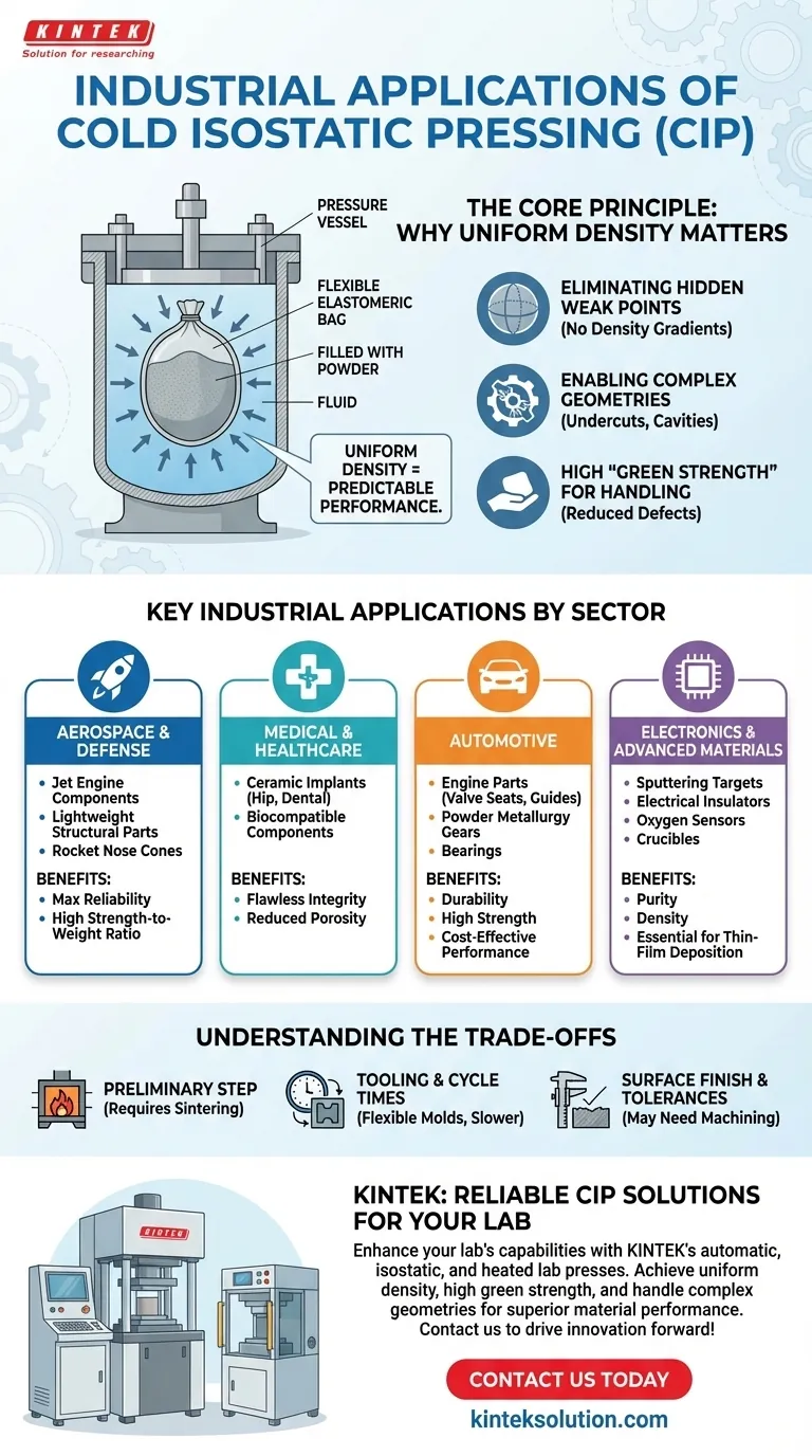 ما هي بعض التطبيقات الصناعية للكبس المتساوي الخواص البارد (CIP)؟ عزز الأداء في مجال الطيران، والطب، وغيرهما دليل مرئي