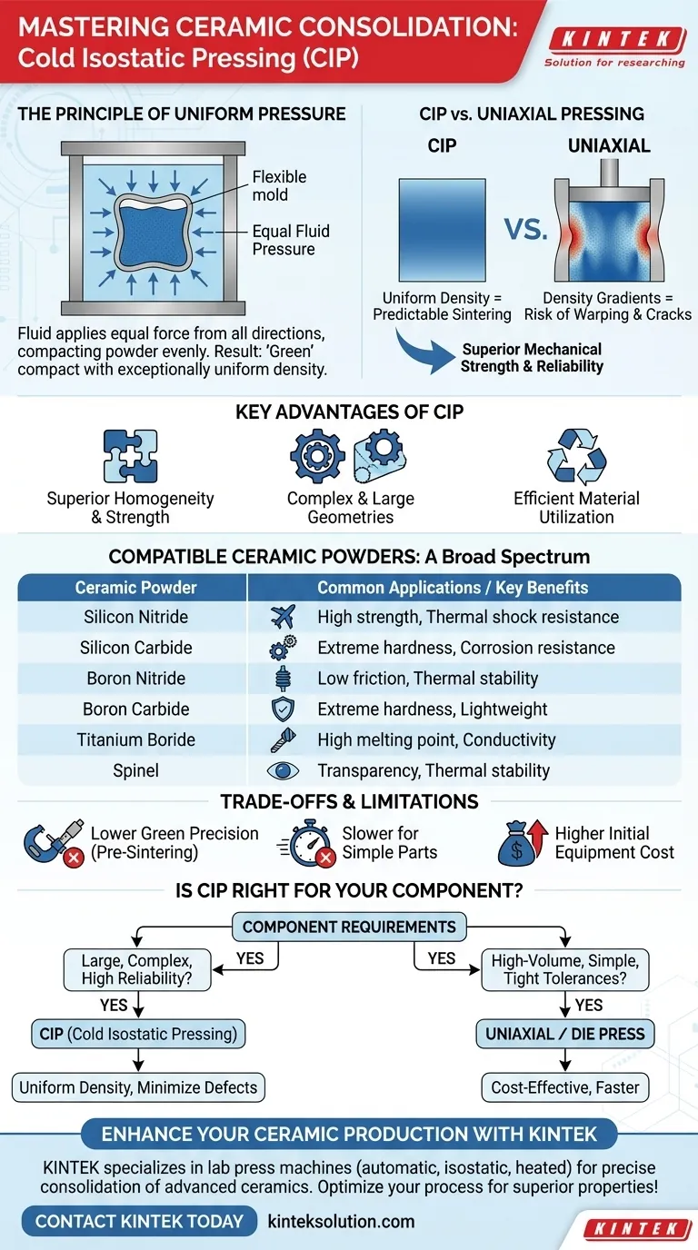 What specific ceramic powders can be consolidated using Cold Isostatic Pressing (CIP)? Ideal for High-Performance Materials Visual Guide