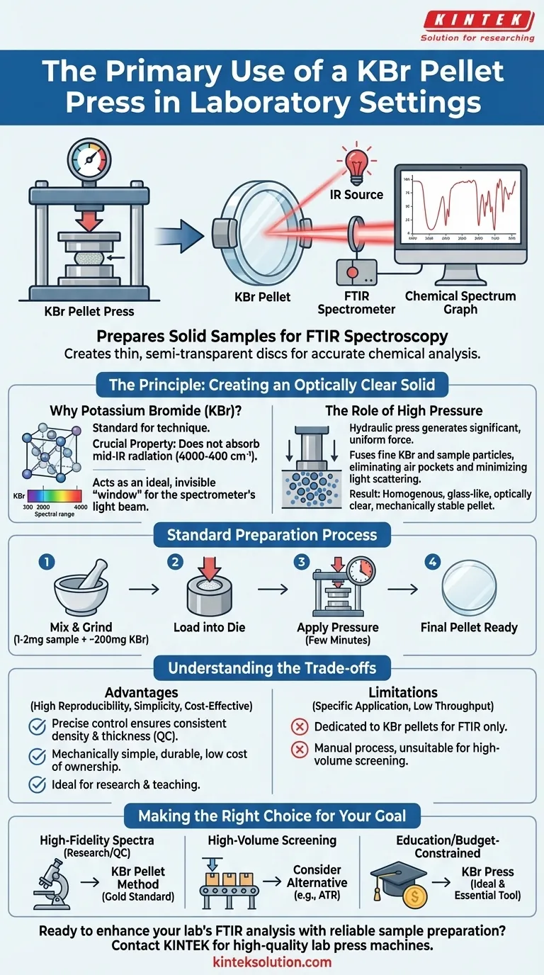 What is the primary use of a KBr Pellet Press in laboratory settings? Master Solid Sample Prep for FTIR Analysis Visual Guide