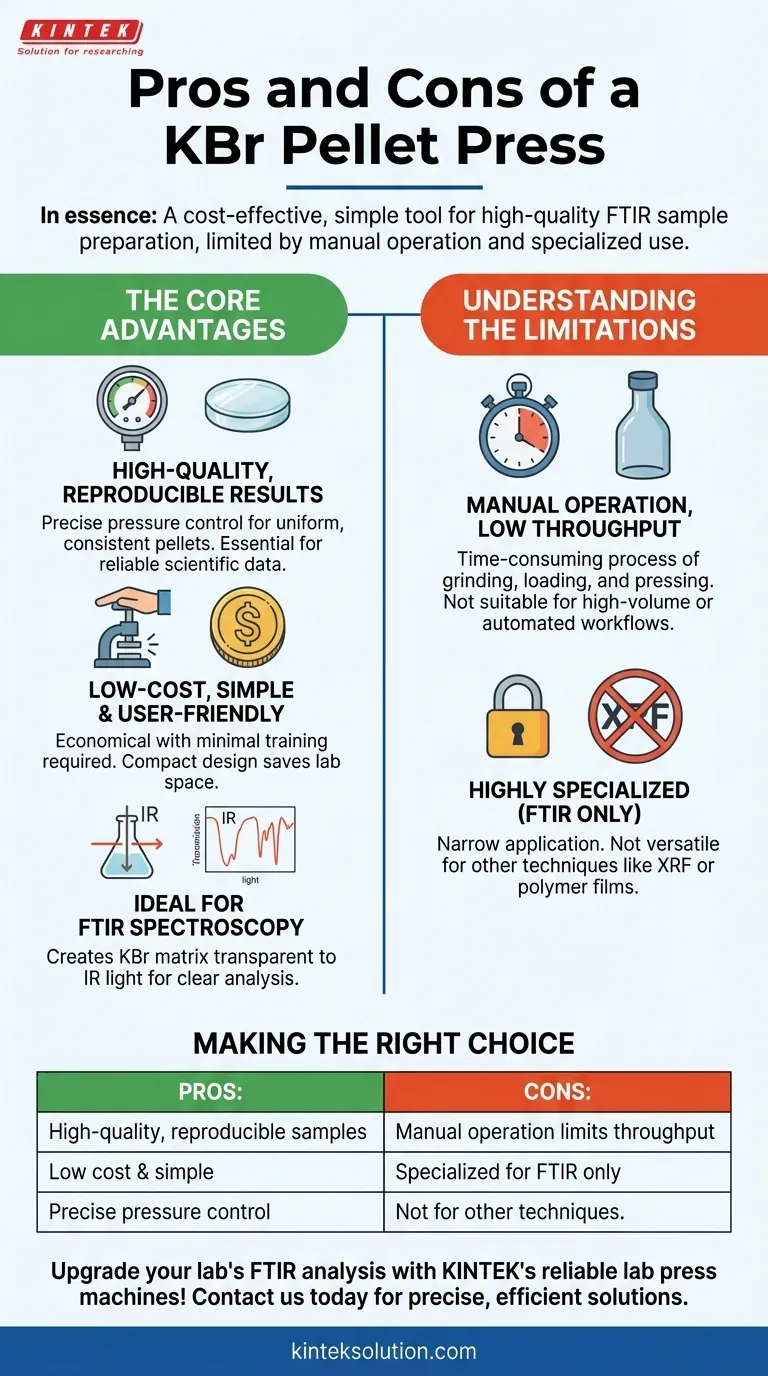 KBr 펠렛 프레스의 장단점은 무엇입니까? FTIR 샘플 준비를 위한 필수 가이드 시각적 가이드