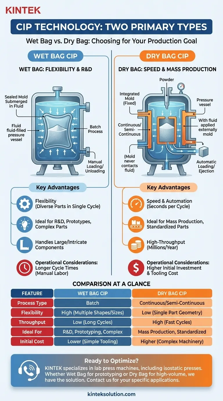 What are the two types of CIP technology? Choose Wet Bag or Dry Bag for Your Lab Needs Visual Guide